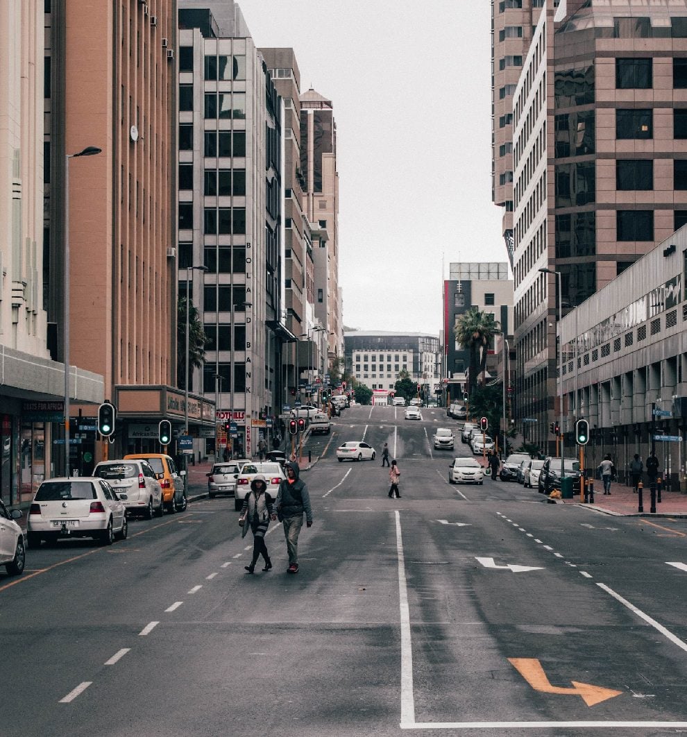 People crossing road in Cape Town