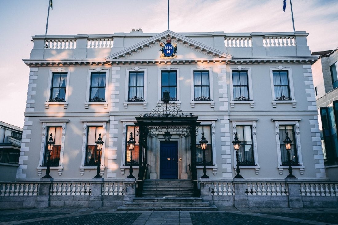 White two-story building in Dublin